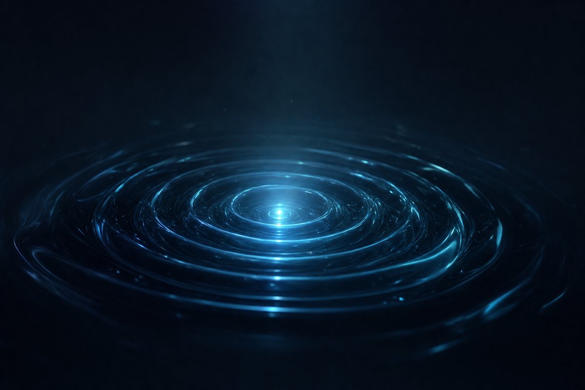 Concentric glass ripples radiating from a single glowing point on a dark surface — a customer question answered precisely